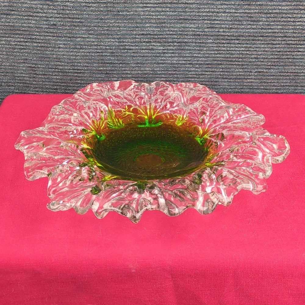 Humppila Finnish Glass Platter Signed, Designer Pertti Santalahti Vintage 1970s - Picture 12 of 12